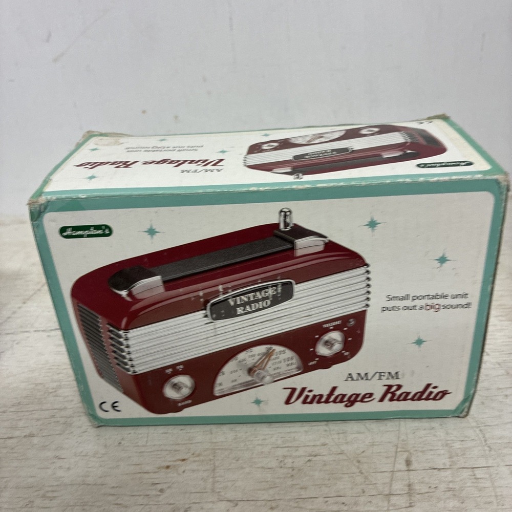 Modern Retro Hampton's Portable "Vintage Radio" Red-Burgundy/Chrome NIB